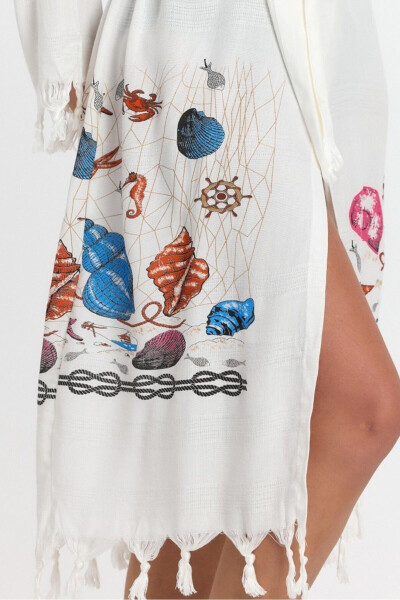 Kiana Bambu Kadın Bornoz Plaj Elbisesi Desenli-Pembe - 4