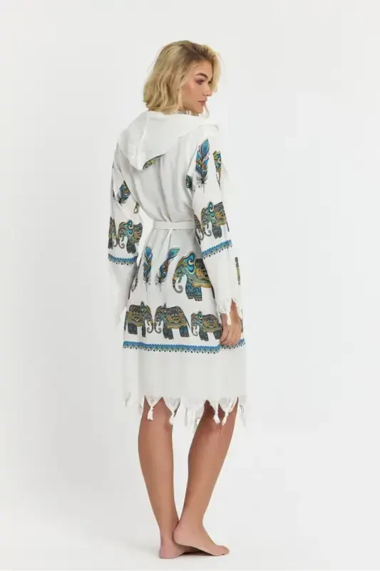 Kiana Bambuk Ayollar Xalat Beach Kiyimi Naqshli-Turkuaz - 3