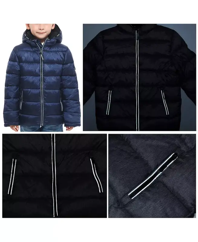 Kichik va katta yigitlarning og'ir vaznli puffer kurtasi-Geo oyma - 6