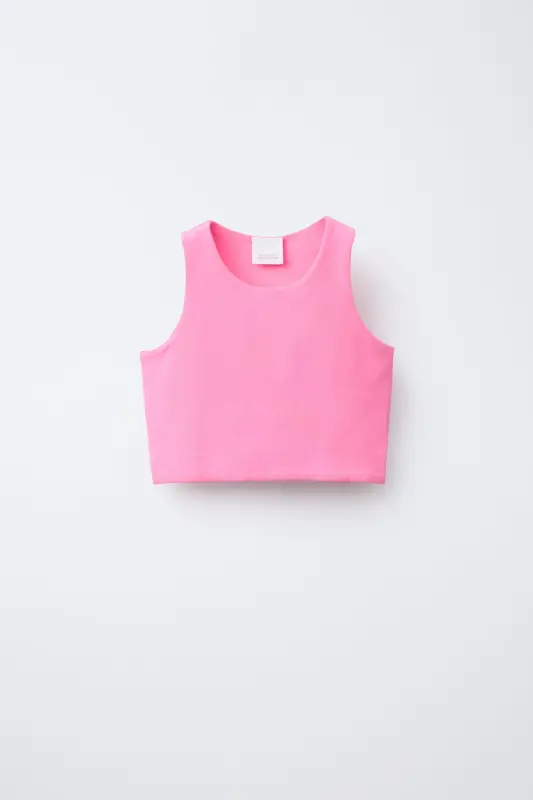 KICHKINA ASKILI TOP-Neon pushti - ZARA