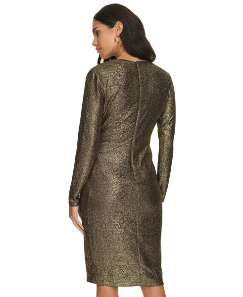 Kichkina Metallic Faux-Wrap Sheath Dress Black Gold - 2