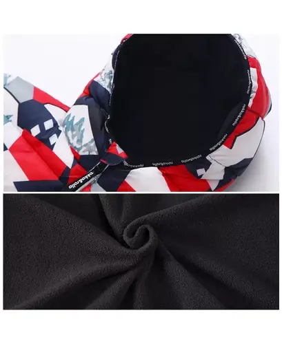 Kichkina va katta bolalar uchun og'ir vaznli puffer kurtka ko'ylak - Qizil geometriya - 7