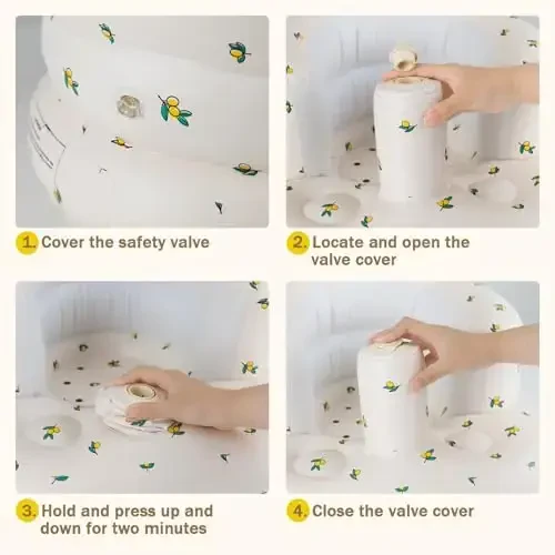 Kichkintoylar uchun puflanadigan stul, 3 oylik va undan katta bolalar uchun AirSwim Baby puflanadigan o'rindiq, o'tirish uchun yozgi puflanadigan o'rindiq, o'rnatilgan havo nasosli puflanadigan bolalar uchun pol stuli, to'q sariq - 6