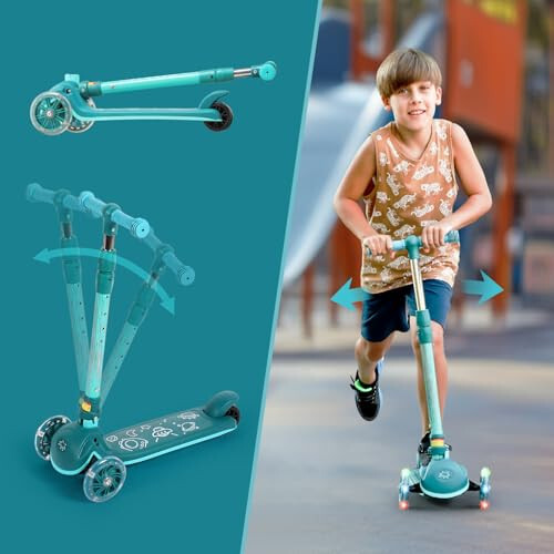 Kick Scooter for Kids, Wheel with Brake, Adjustable Height Handlebar, Foldable, Lightweight, Aged 3-10, Wide Standing Board, and Up to 110lbs - 4