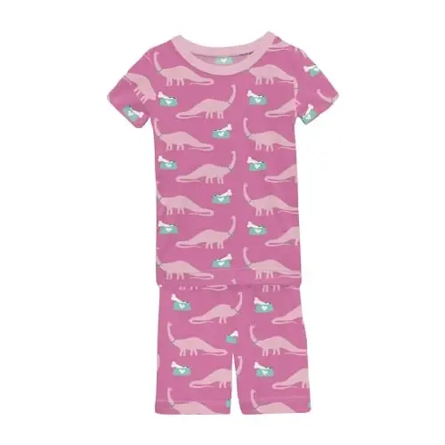 KicKee Solid Short Sleeve Pajama Set, Baby to Kid 