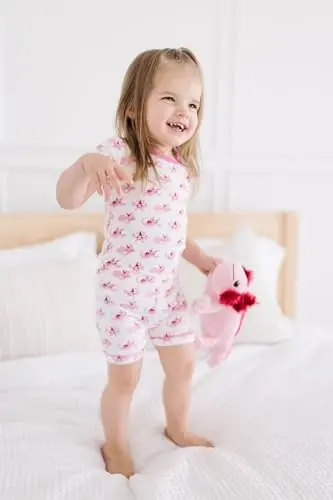 KicKee Solid Short Sleeve Pajama Set, Baby to Kid - 3