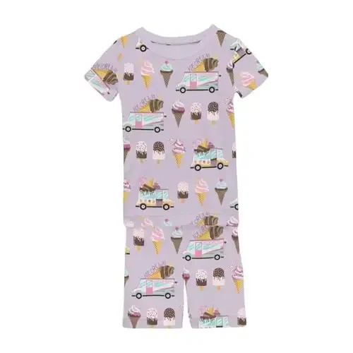 KicKee Solid Short Sleeve Pajama Set, Baby to Kid 