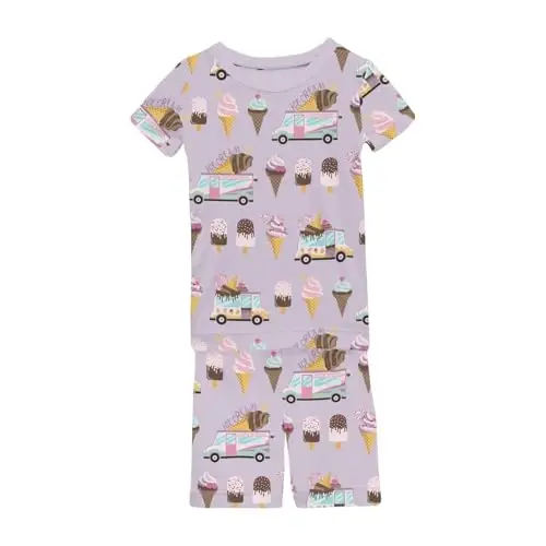 KicKee Solid Short Sleeve Pajama Set, Baby to Kid - 1