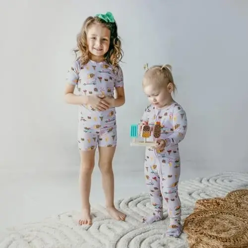 KicKee Solid Short Sleeve Pajama Set, Baby to Kid - 4