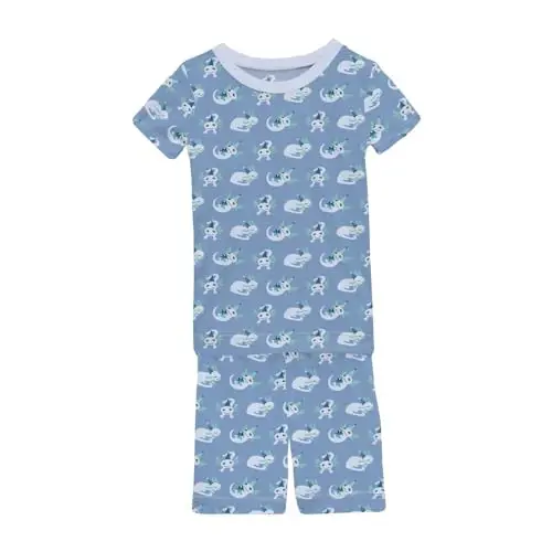 KicKee Solid Short Sleeve Pajama Set, Baby to Kid 