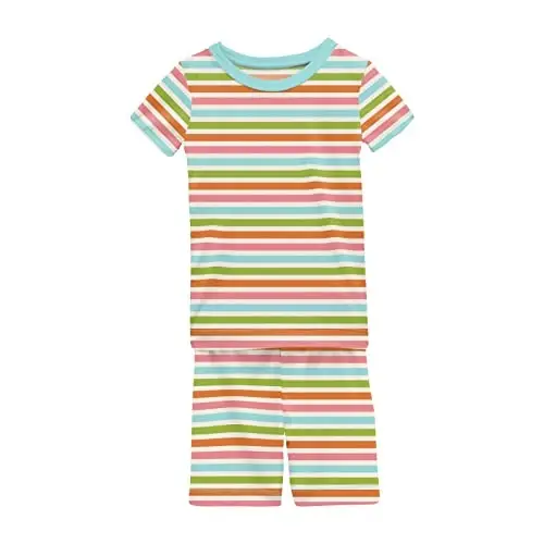 KicKee Solid Short Sleeve Pajama Set, Baby to Kid - 1
