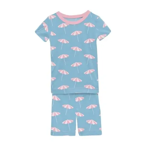 KicKee Solid Short Sleeve Pajama Set, Baby to Kid 