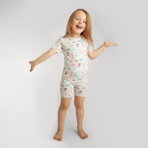 KicKee Solid Short Sleeve Pajama Set, Baby to Kid - KICKEE PANTS (1)
