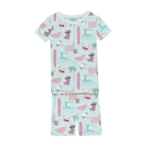 KicKee Solid Short Sleeve Pajama Set, Baby to Kid - 1