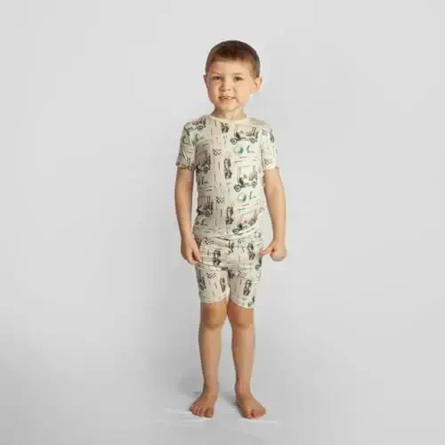 KicKee Solid Short Sleeve Pajama Set, Baby to Kid 