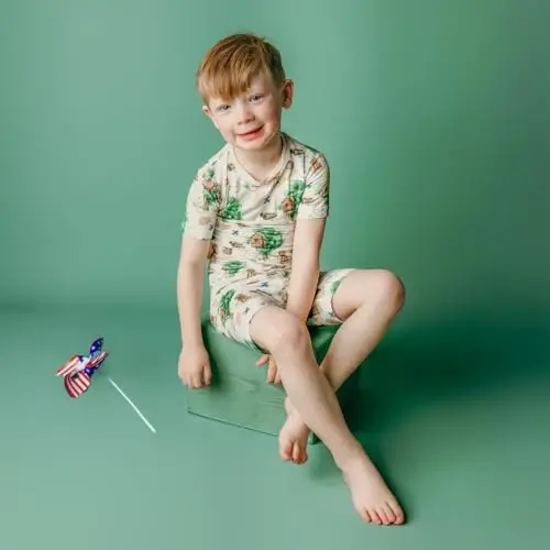 KicKee Solid Short Sleeve Pajama Set, Baby to Kid - 3