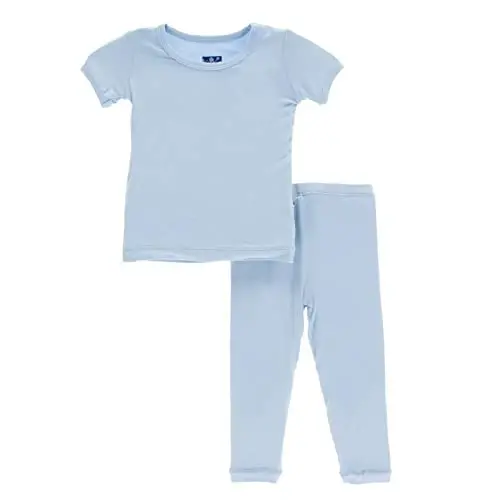 KicKee Solid Short Sleeve Pajama Set, Baby to Kid - KICKEE PANTS (1)