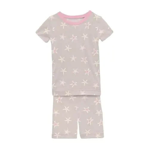 KicKee Solid Short Sleeve Pajama Set, Baby to Kid 
