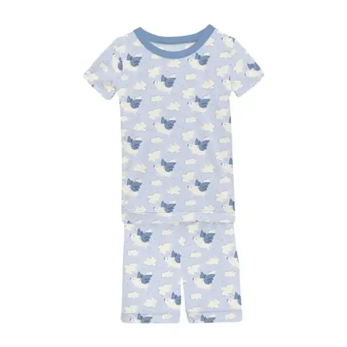 KicKee Solid Short Sleeve Pajama Set, Baby to Kid - 1