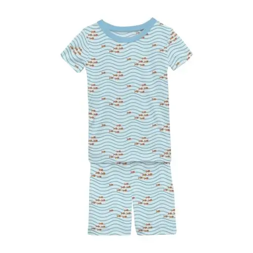 KicKee Solid Short Sleeve Pajama Set, Baby to Kid 