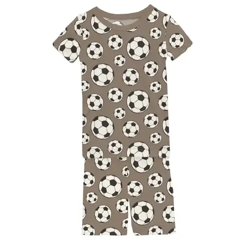 KicKee Solid Short Sleeve Pajama Set, Baby to Kid 