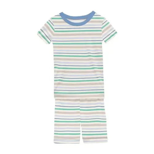 KicKee Solid Short Sleeve Pajama Set, Baby to Kid - 1