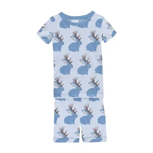 KicKee Solid Short Sleeve Pajama Set, Baby to Kid - KICKEE
