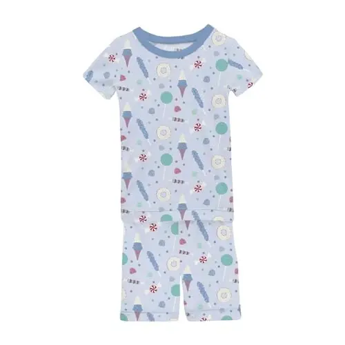 KicKee Solid Short Sleeve Pajama Set, Baby to Kid - 2
