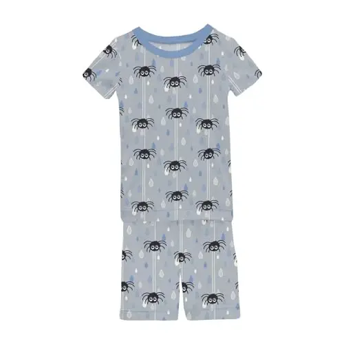 KicKee Solid Short Sleeve Pajama Set, Baby to Kid - KICKEE PANTS