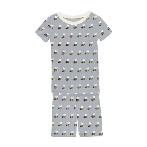 KicKee Solid Short Sleeve Pajama Set, Baby to Kid - 1