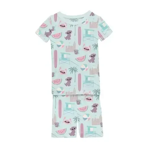 KicKee Solid Short Sleeve Pajama Set, Baby to Kid 