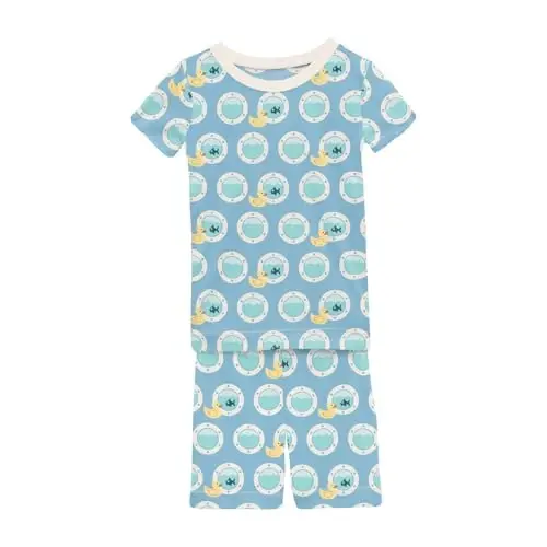 KicKee Solid Short Sleeve Pajama Set, Baby to Kid 