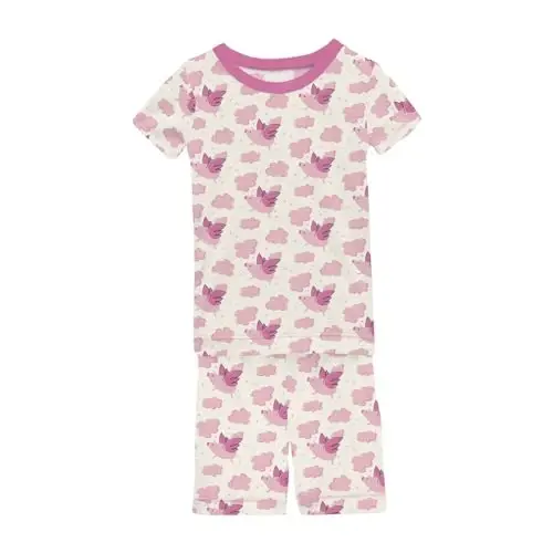 KicKee Solid Short Sleeve Pajama Set, Baby to Kid 