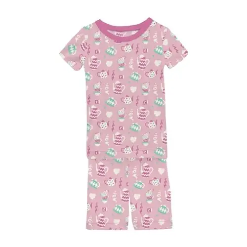 KicKee Solid Short Sleeve Pajama Set, Baby to Kid 