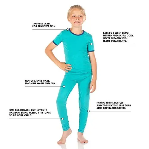 KicKee Solid Short Sleeve Pajama Set, Baby to Kid - 3
