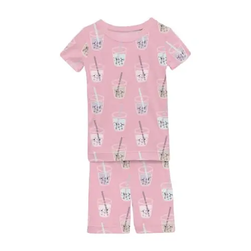 KicKee Solid Short Sleeve Pajama Set, Baby to Kid 