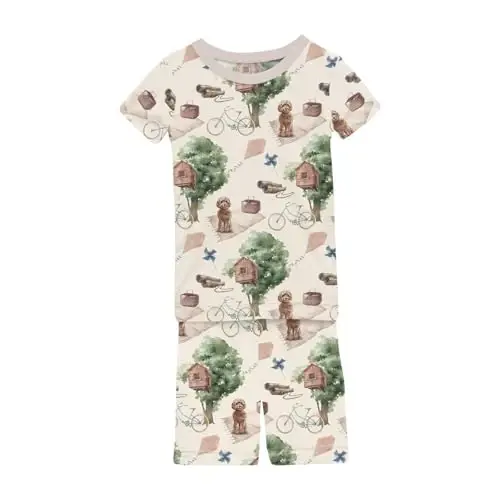 KicKee Solid Short Sleeve Pajama Set, Baby to Kid - KICKEE PANTS