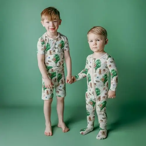 KicKee Solid Short Sleeve Pajama Set, Baby to Kid - 6