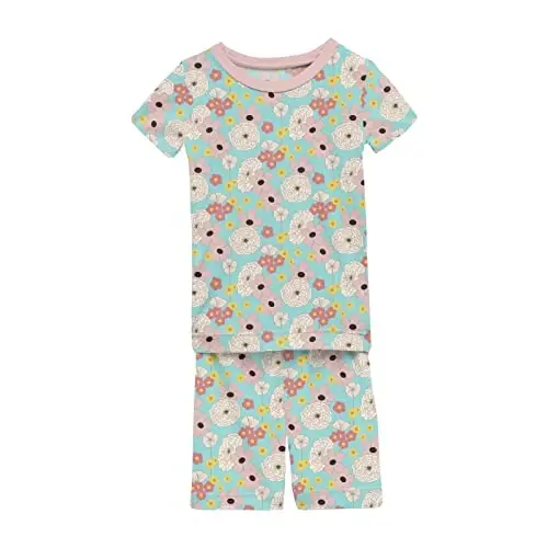 KicKee Solid Short Sleeve Pajama Set, Baby to Kid 