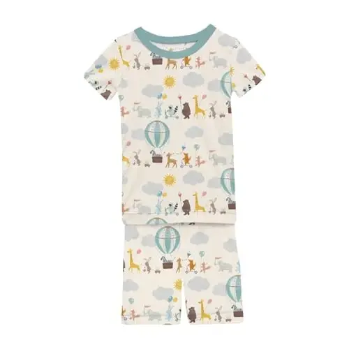 KicKee Solid Short Sleeve Pajama Set, Baby to Kid 