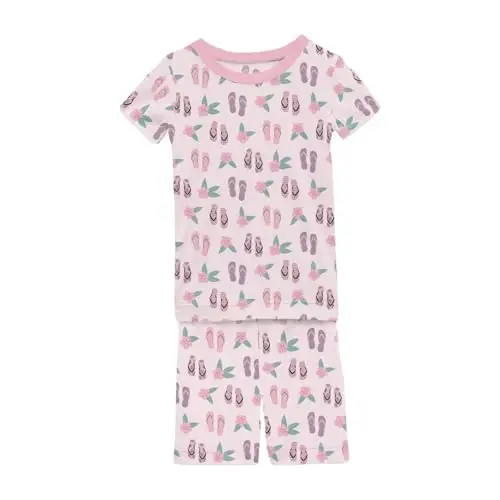 KicKee Solid Short Sleeve Pajama Set, Baby to Kid 
