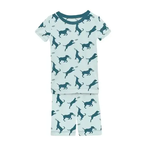 KicKee Solid Short Sleeve Pajama Set, Baby to Kid 