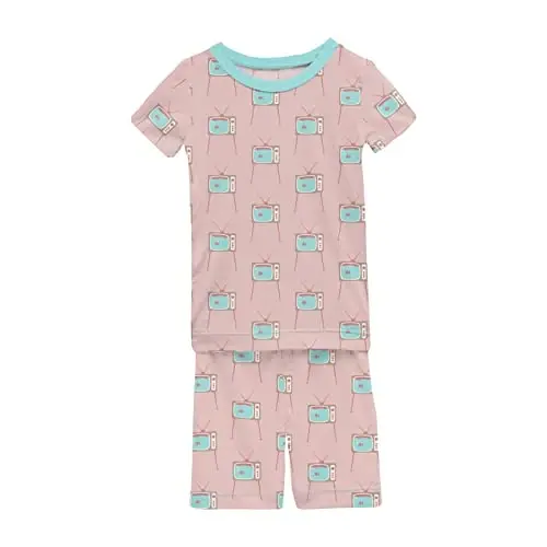KicKee Solid Short Sleeve Pajama Set, Baby to Kid 