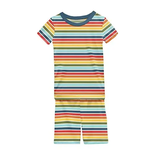 KicKee Solid Short Sleeve Pajama Set, Baby to Kid 