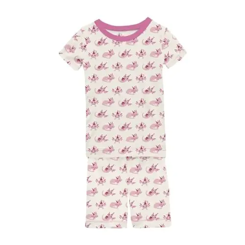 KicKee Solid Short Sleeve Pajama Set, Baby to Kid 