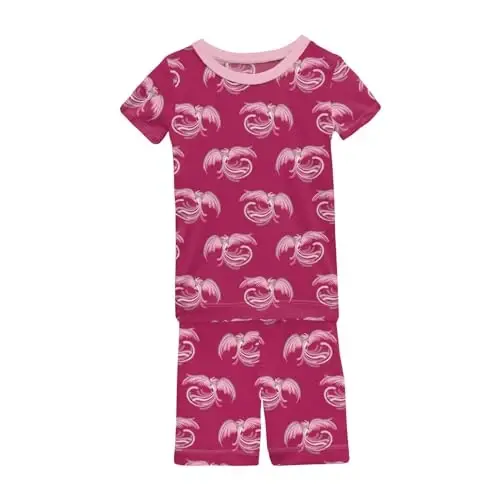 KicKee Solid Short Sleeve Pajama Set, Baby to Kid 