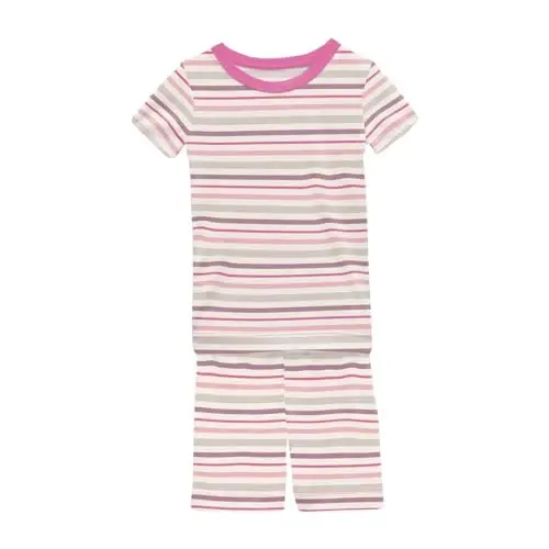 KicKee Solid Short Sleeve Pajama Set, Baby to Kid 