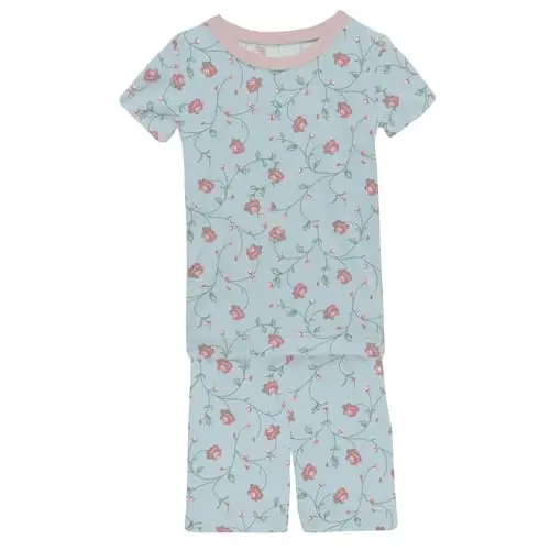 KicKee Solid Short Sleeve Pajama Set, Baby to Kid 