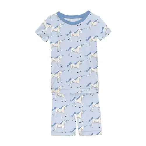 KicKee Solid Short Sleeve Pajama Set, Baby to Kid 