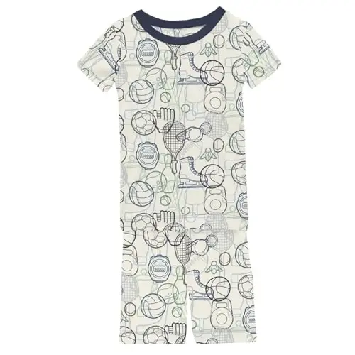 KicKee Solid Short Sleeve Pajama Set, Baby to Kid 
